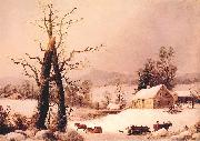 George Henry Durrie, Winter Farmyard and Sleigh